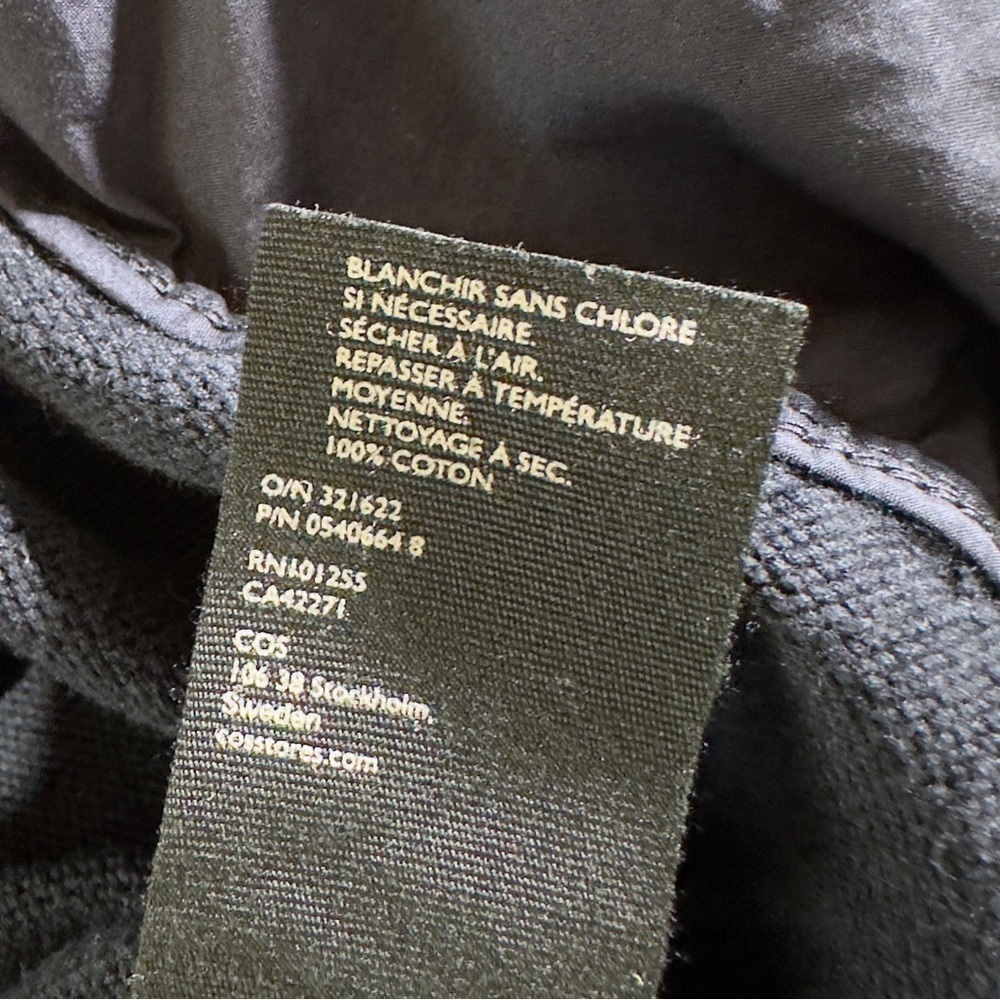 COS Navy Blue Mixed Media Knitted Sweater With Shirt Detail Ruffle Hem Size XS - Picture 9 of 9